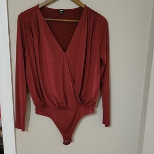Express Red Long Sleeve Bodysuit